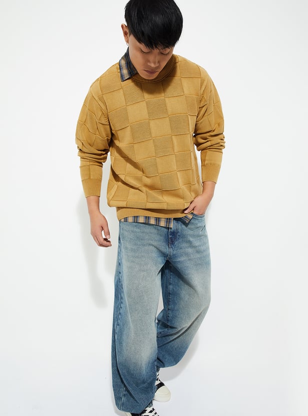 URB_N Men Checked Oversized Sweater