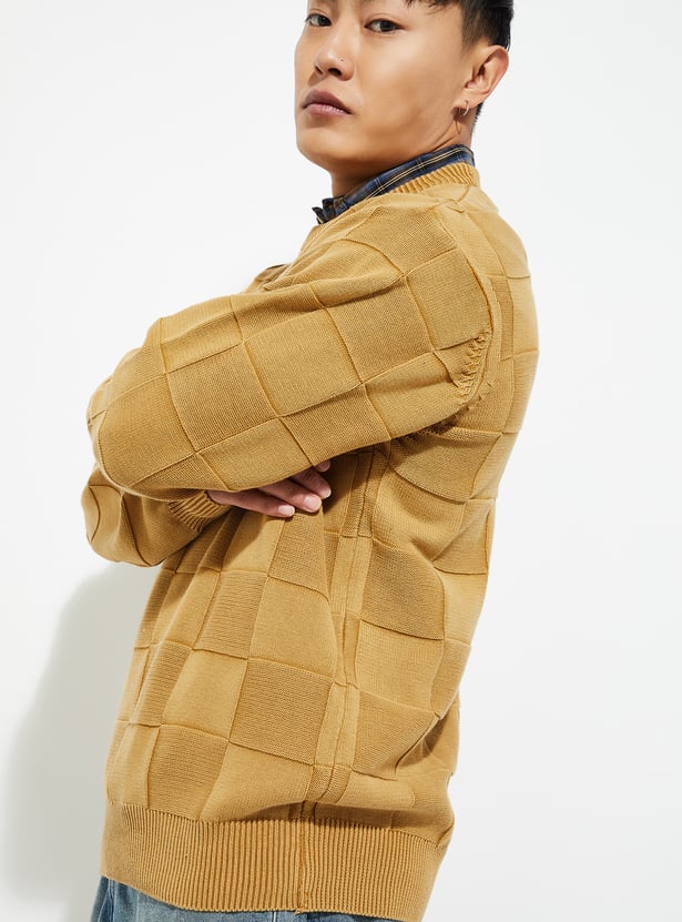 URB_N Men Checked Oversized Sweater