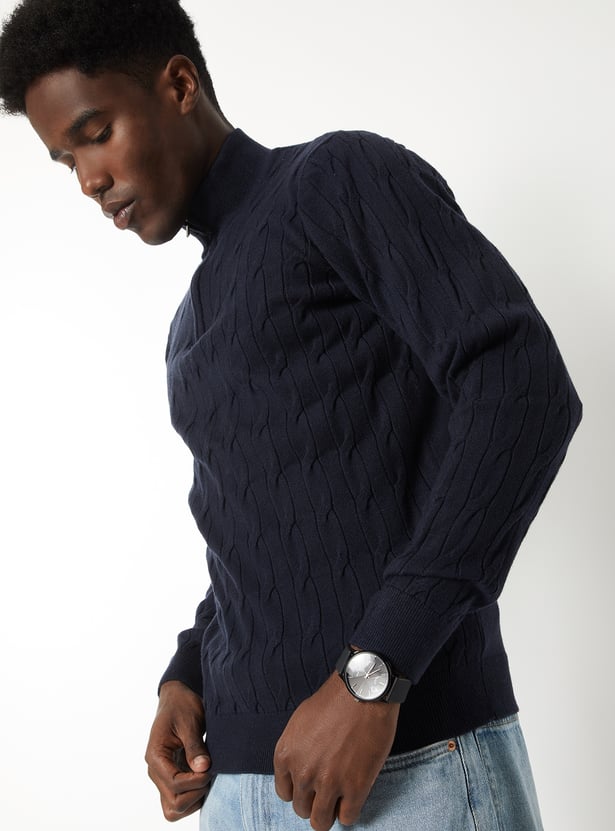 Men Knit Textured Sweater