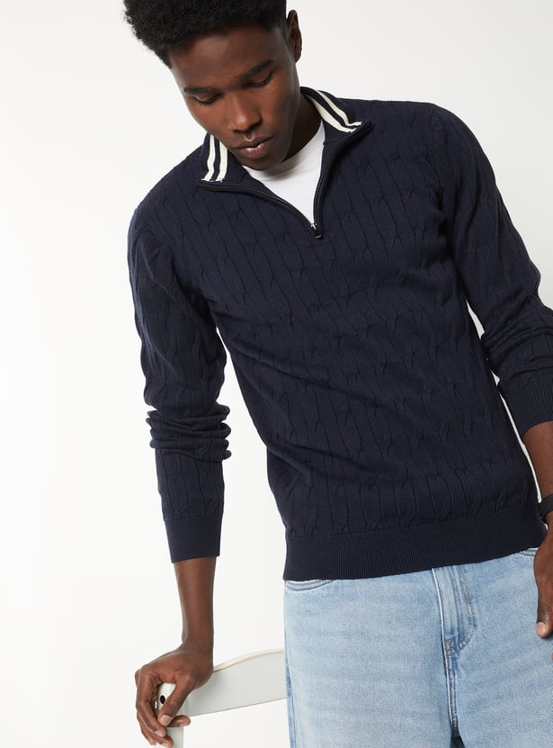 Men Knit Textured Sweater