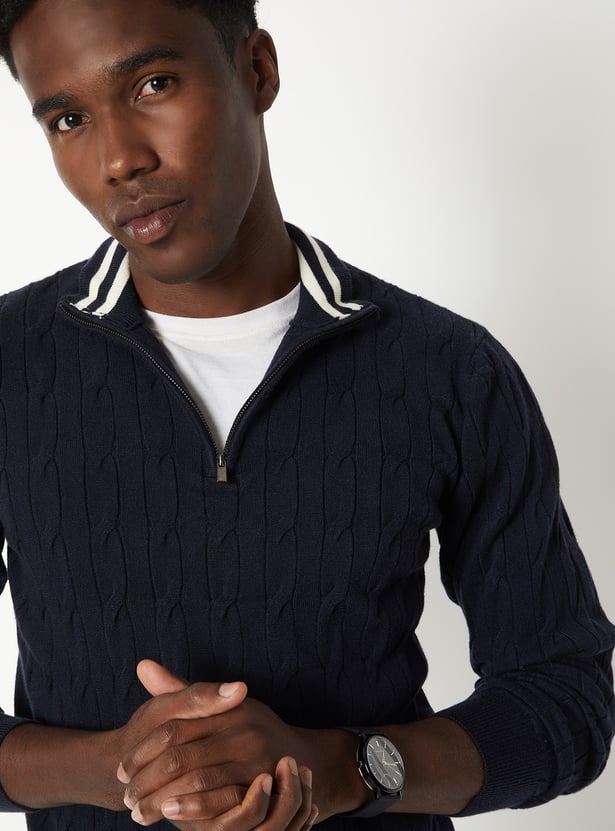 Men Knit Textured Sweater