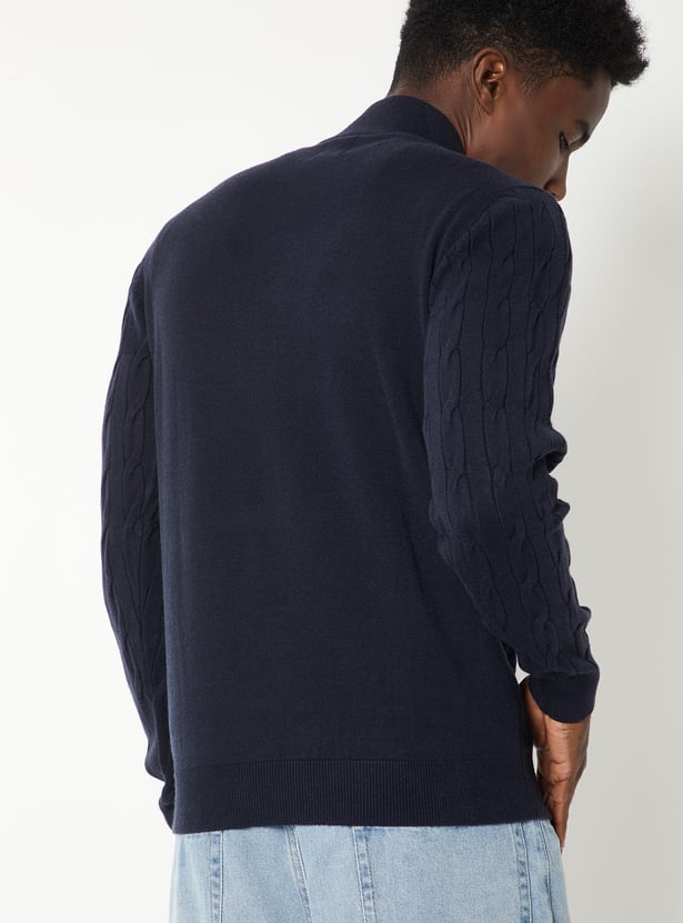 Men Knit Textured Sweater