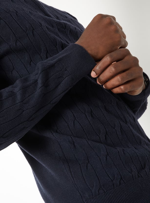 Men Knit Textured Sweater