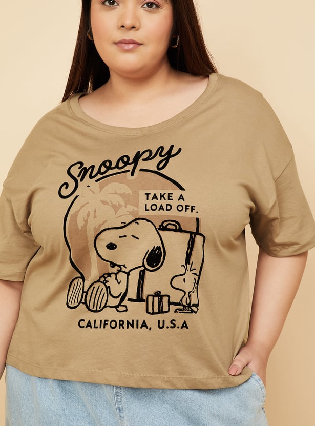 ALAYA F x URB_N Women Snoopy Print Boxy Fit T-shirt
