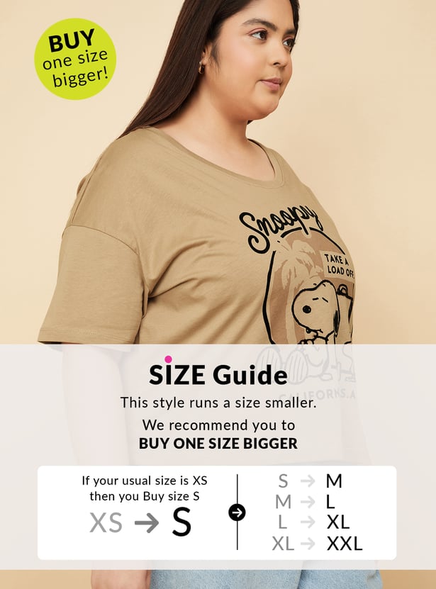 ALAYA F x URB_N Women Snoopy Print Boxy Fit T-shirt