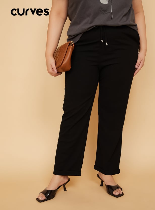 Women Solid Straight Fit Trousers