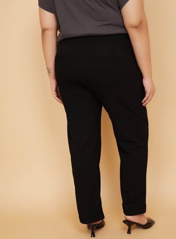 Women Solid Straight Fit Trousers