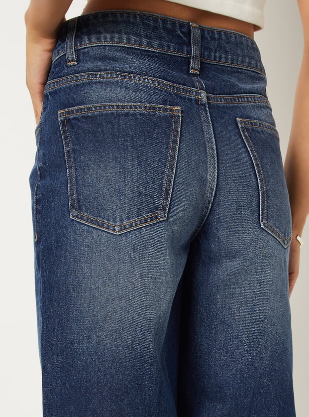 Women Washed Wide Leg Jeans