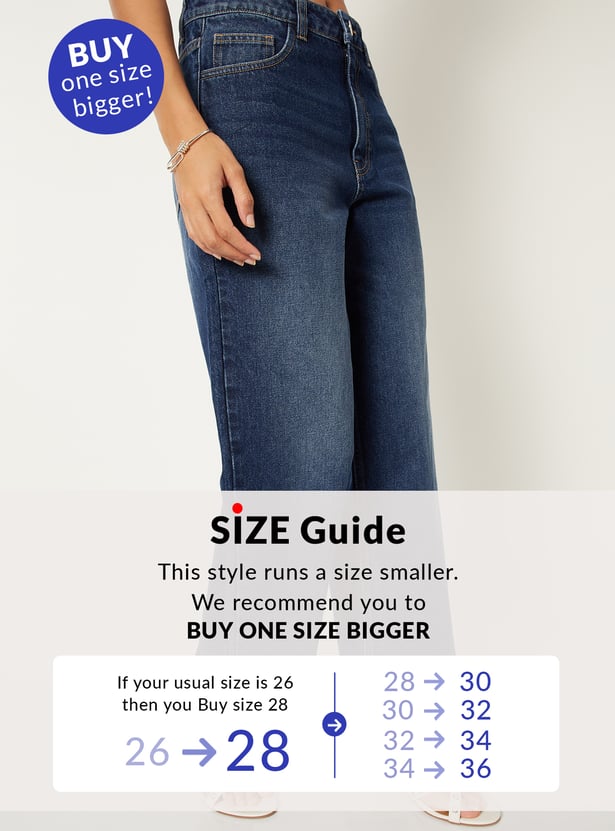 Women Washed Wide Leg Jeans