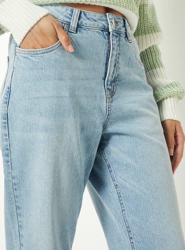 Women Washed Slim Straight Jeans