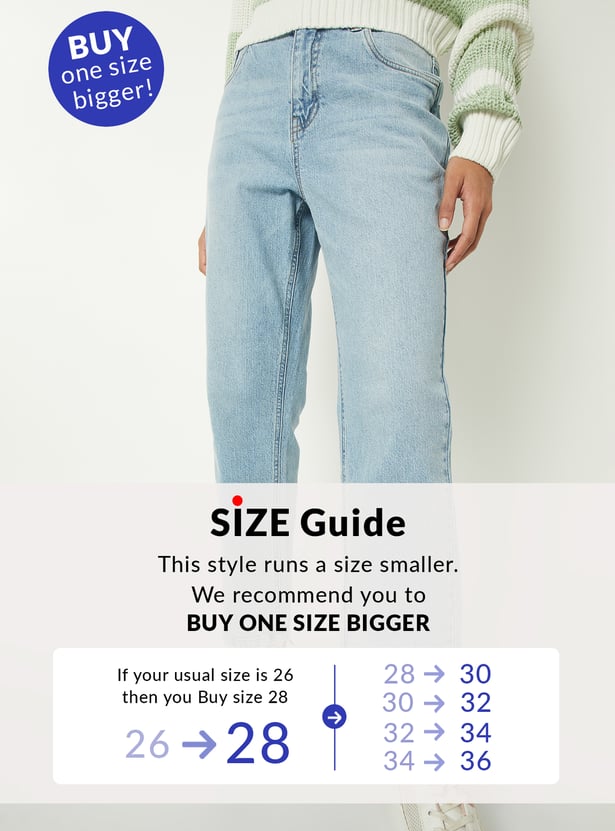 Women Washed Slim Straight Jeans