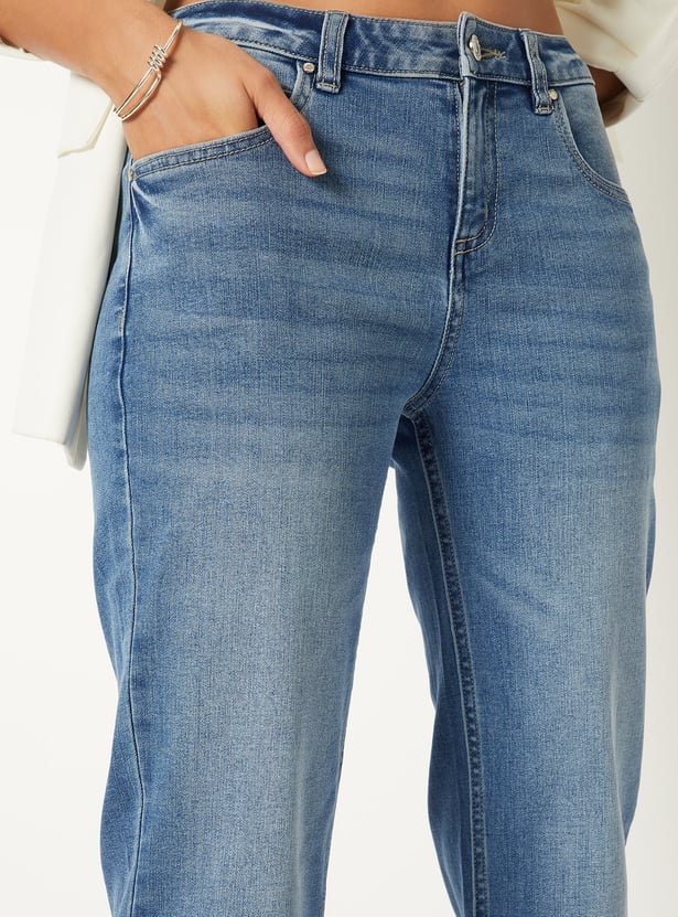 Women Washed Kick Flare Jeans