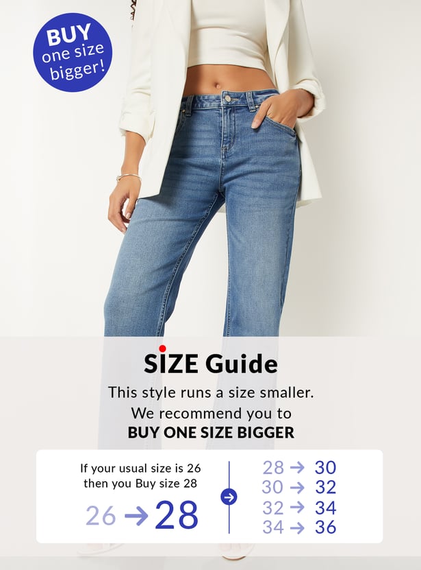 Women Washed Kick Flare Jeans