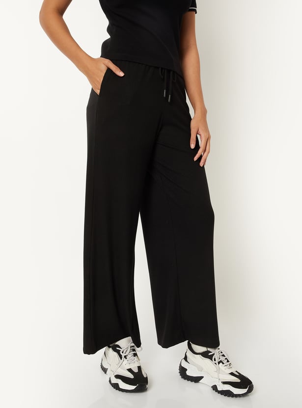 Women Ribbed Wide Leg Track Pants