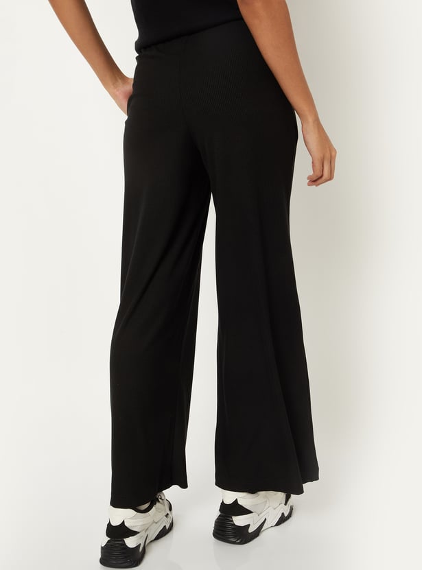 Women Ribbed Wide Leg Track Pants