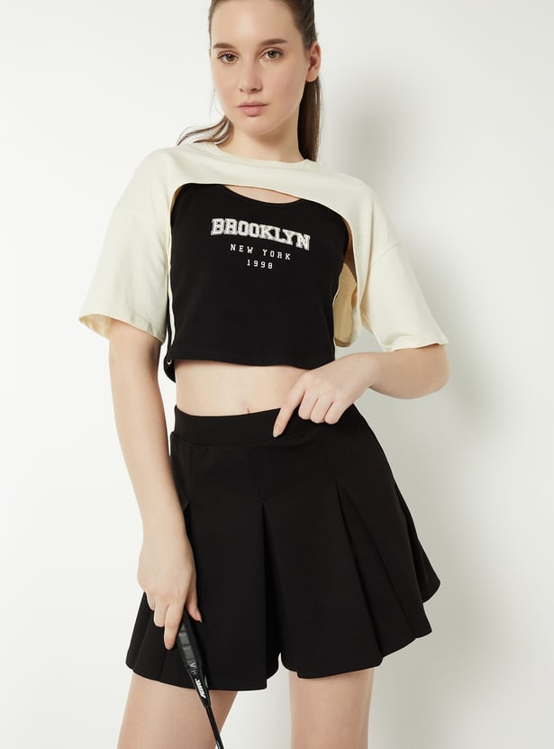 Women Printed Layered Slim Fit T-shirt