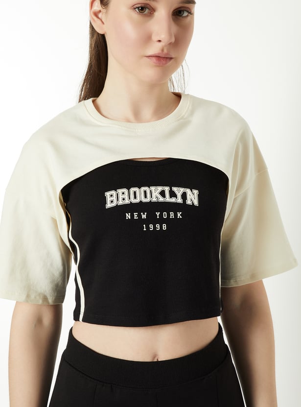 Women Printed Layered Slim Fit T-shirt