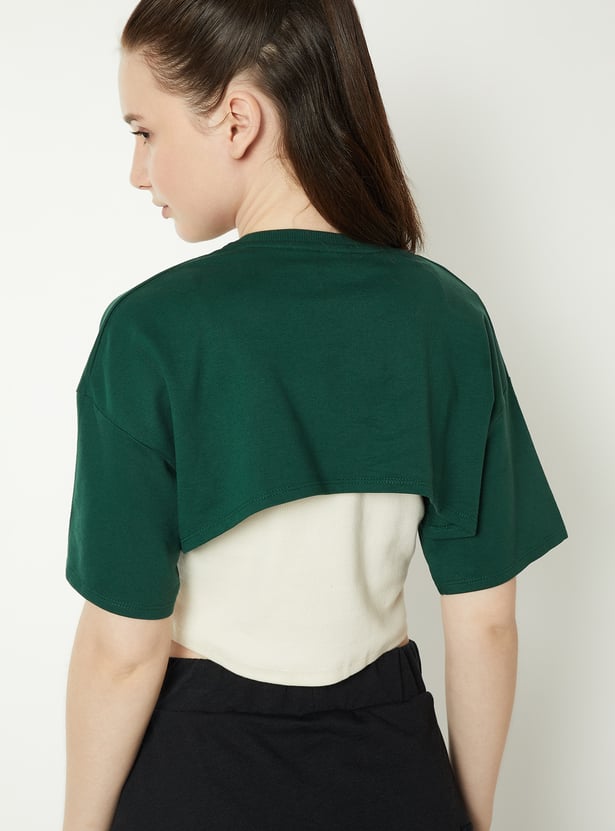 Women Printed Layered Slim Fit T-shirt