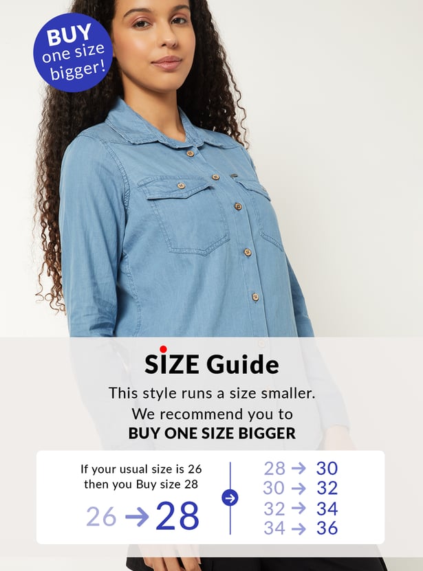 Women Solid Denim Shirt