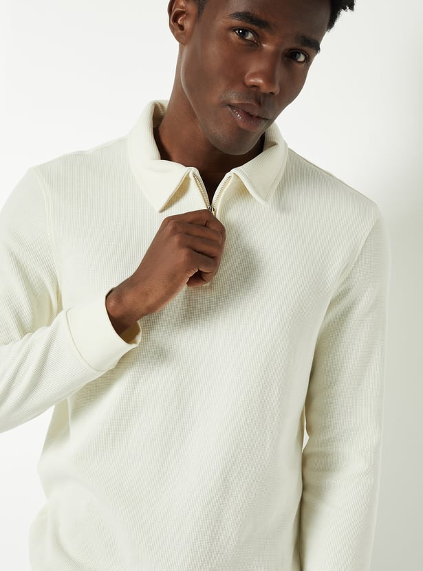 Buy Men Textured Polo T-shirt Online at just Rs. 899.0