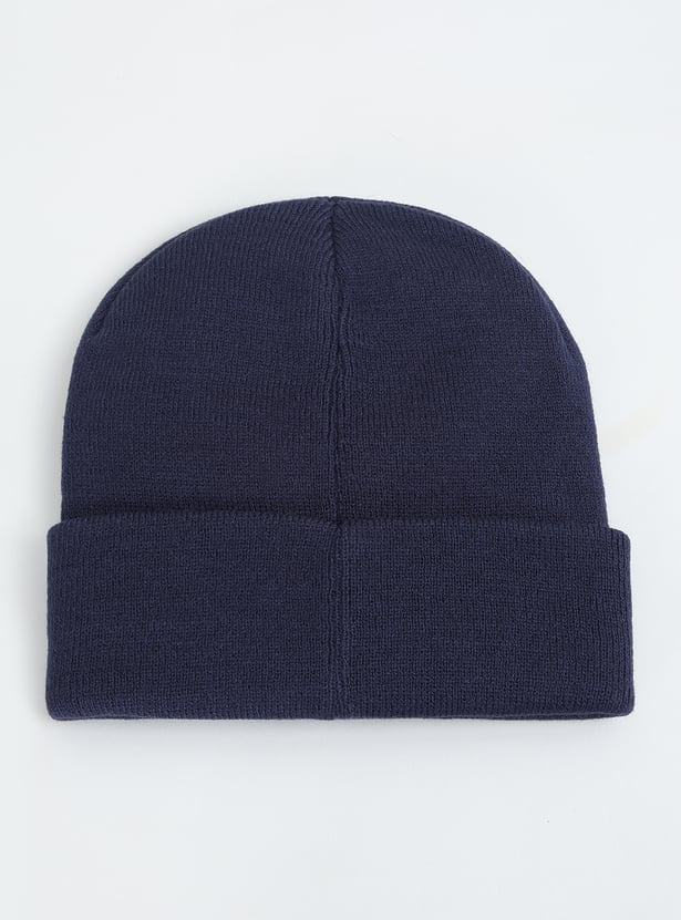 Boys Knit Beanie with Chenille Embroidered Detail