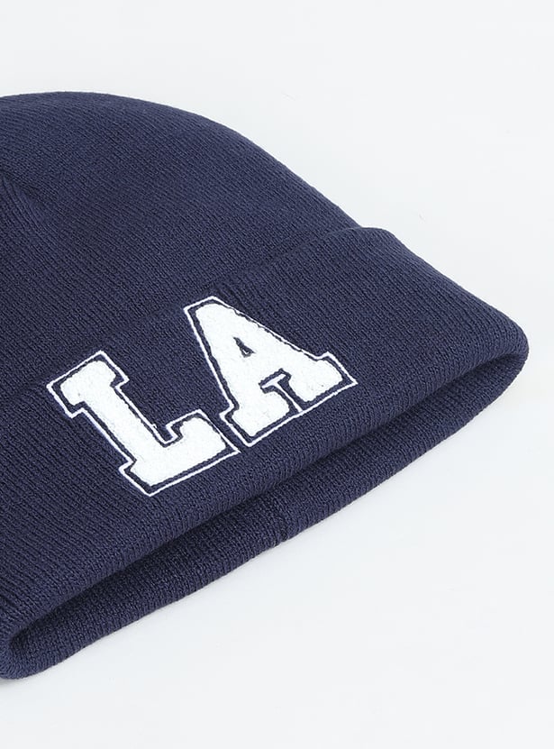 Boys Knit Beanie with Chenille Embroidered Detail