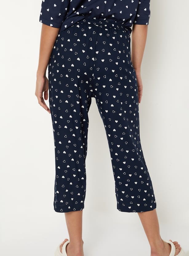 Women Heart Print Capris