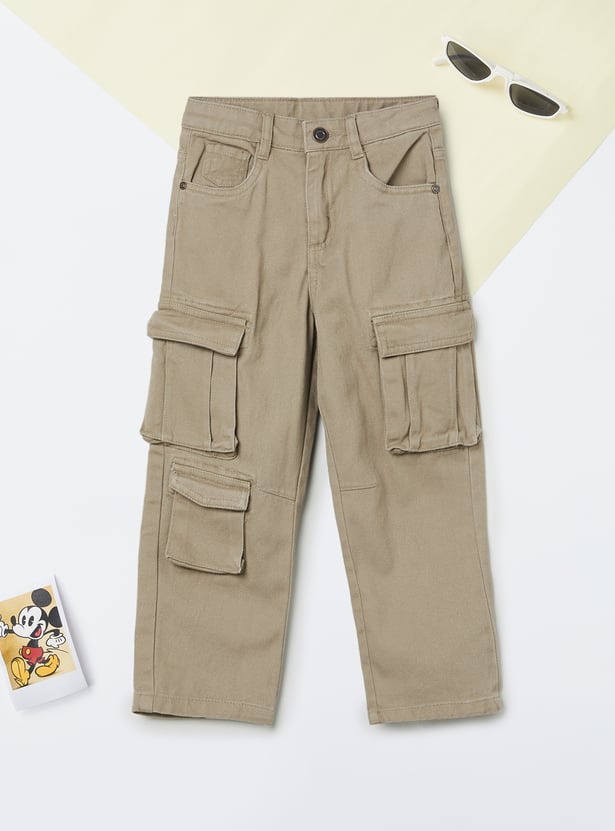 Boys Solid Cargo Trousers
