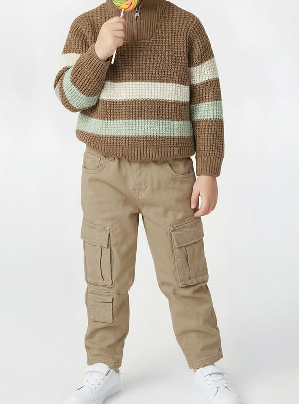 Boys Solid Cargo Trousers