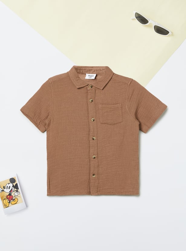 Boys Textured Oversized Shirt