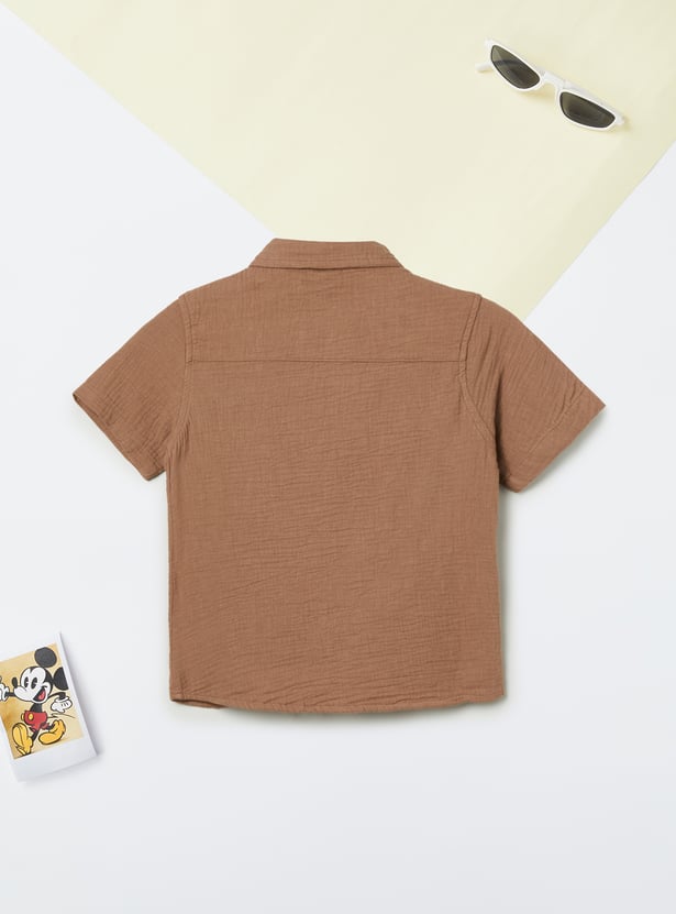 Boys Textured Oversized Shirt