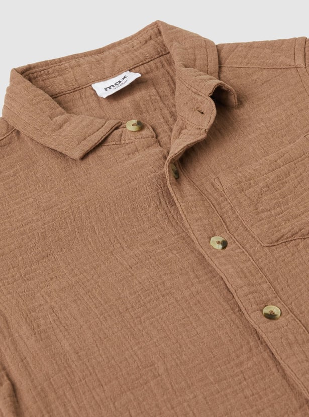 Boys Textured Oversized Shirt