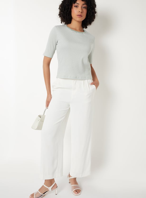 Women Striped Ribbed T-shirt