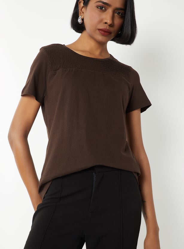Women Smocked T-shirt