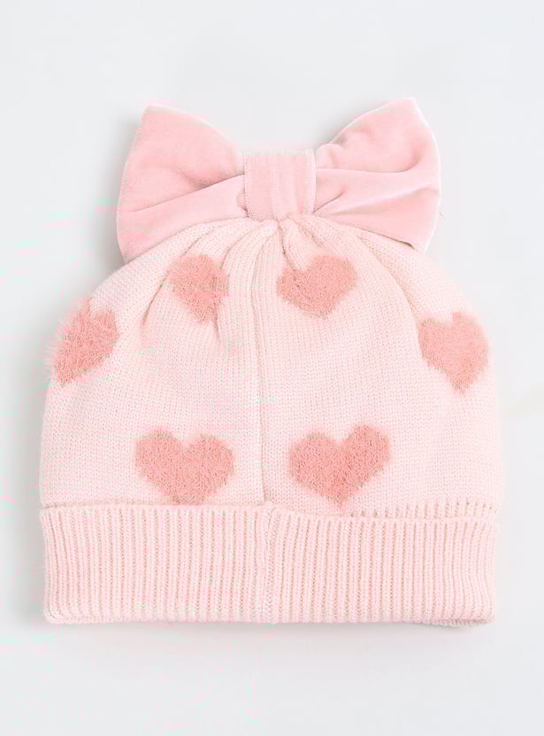Kids Knit Heart Beanie with Mittens