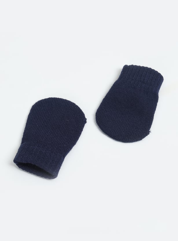 Kids Knit Striped Beanie with Mittens