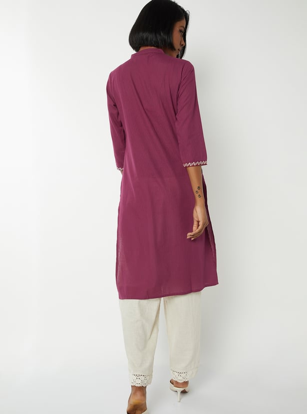Women Embroidered Straight Kurta