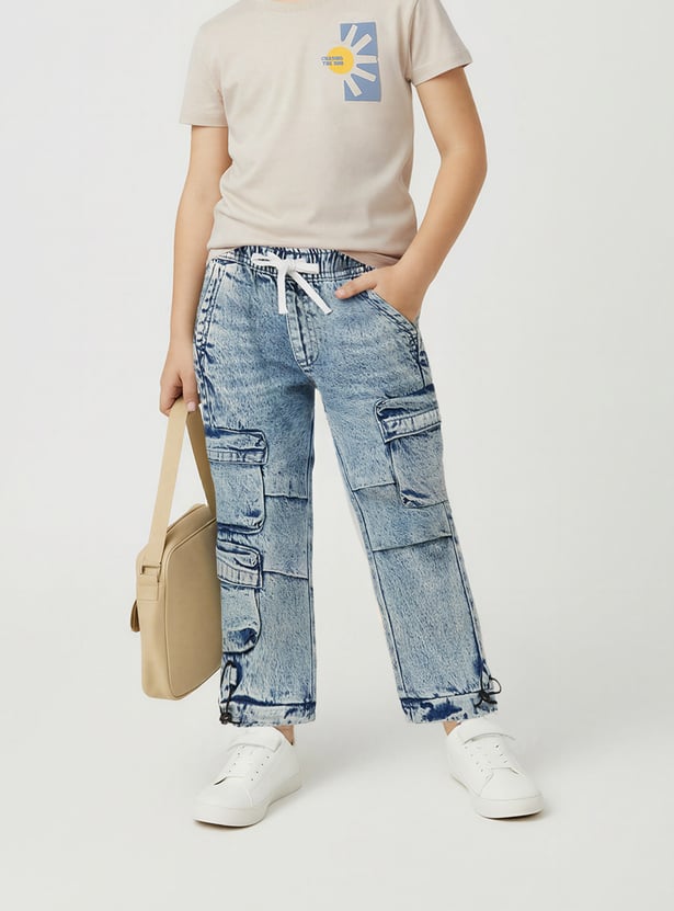 Boys Washed Cargo Jeans