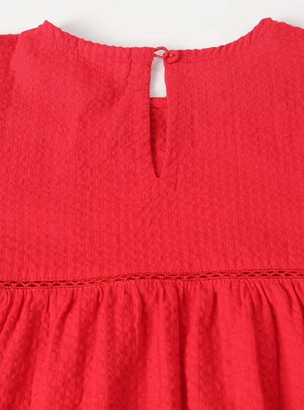 Girls Embroidered Seersucker Top