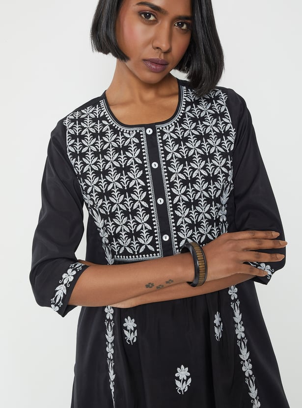 Women Embroidered A-line Kurta Set