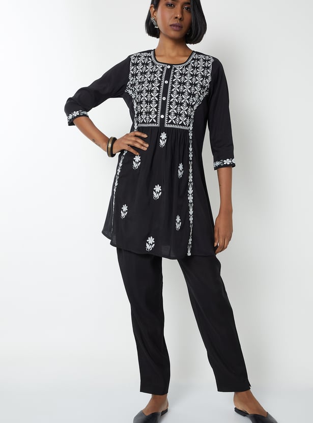 Women Embroidered A-line Kurta Set
