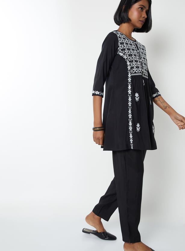 Women Embroidered A-line Kurta Set