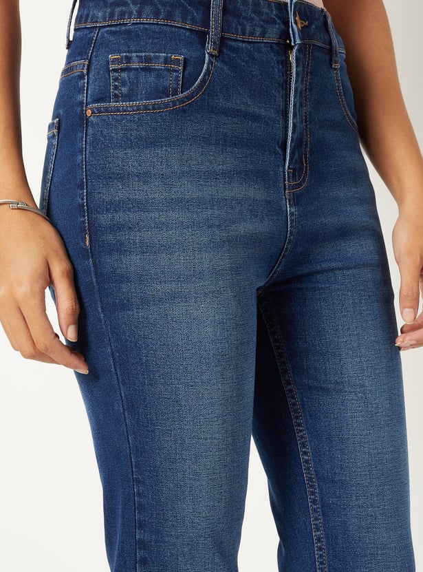 Women Washed Slim Straight Jeans