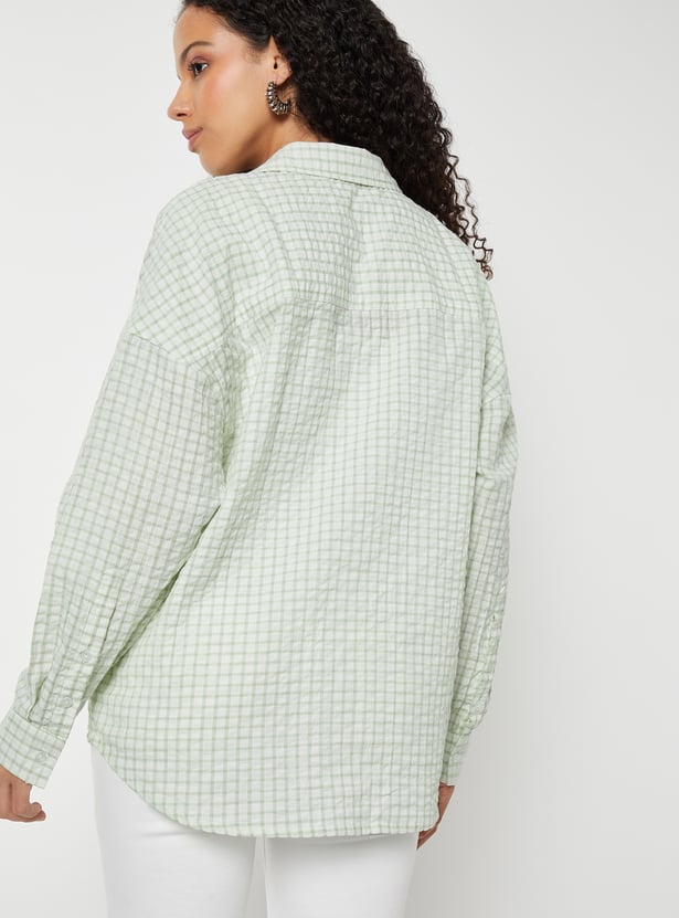 Women Checked Oversized Shirt