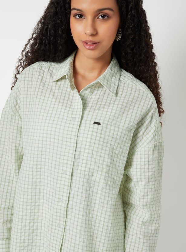 Women Checked Oversized Shirt