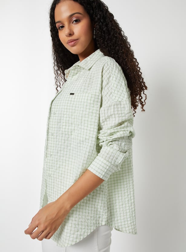 Women Checked Oversized Shirt