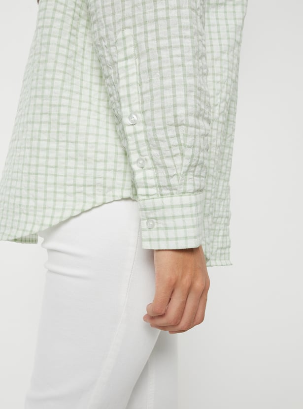 Women Checked Oversized Shirt