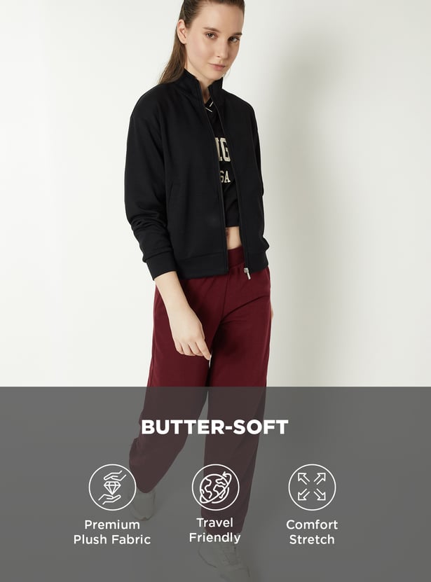 Women Boxy Fit Sold Sports Jacket