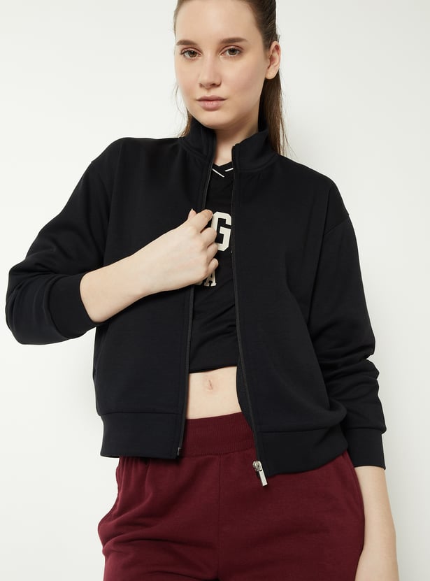 Women Boxy Fit Sold Sports Jacket
