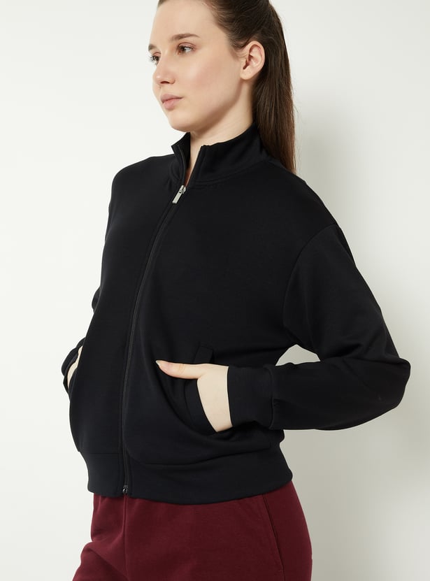 Women Boxy Fit Sold Sports Jacket
